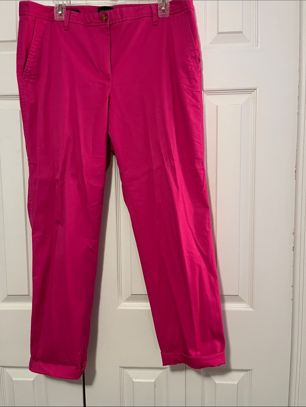Talbots Hot Pink Cropped Straight-Leg Chinos